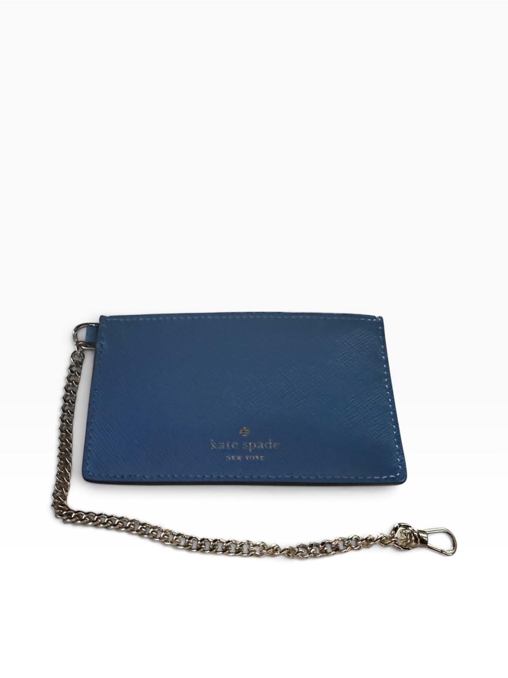 Kate Spade Blue Saffiano Leather Card Holder Key Chain Lanyard Wristlet Wallet - Picture 10 of 11